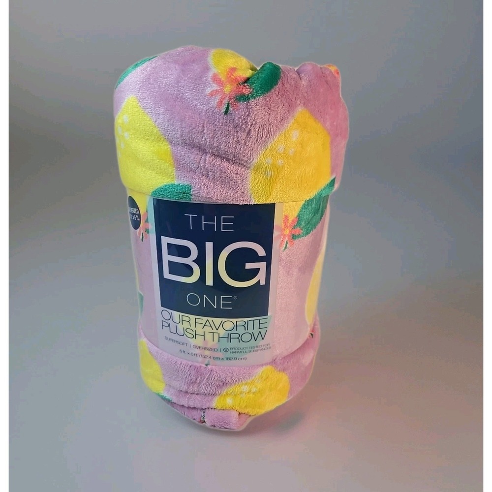 The Big‎ One Light Purple Lemon Print Lemons Plush Fleece Throw Blanket 5'x6'